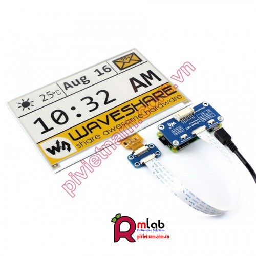 7.5inch-640x384 e-Paper HAT for Raspberry Pi - waveshare