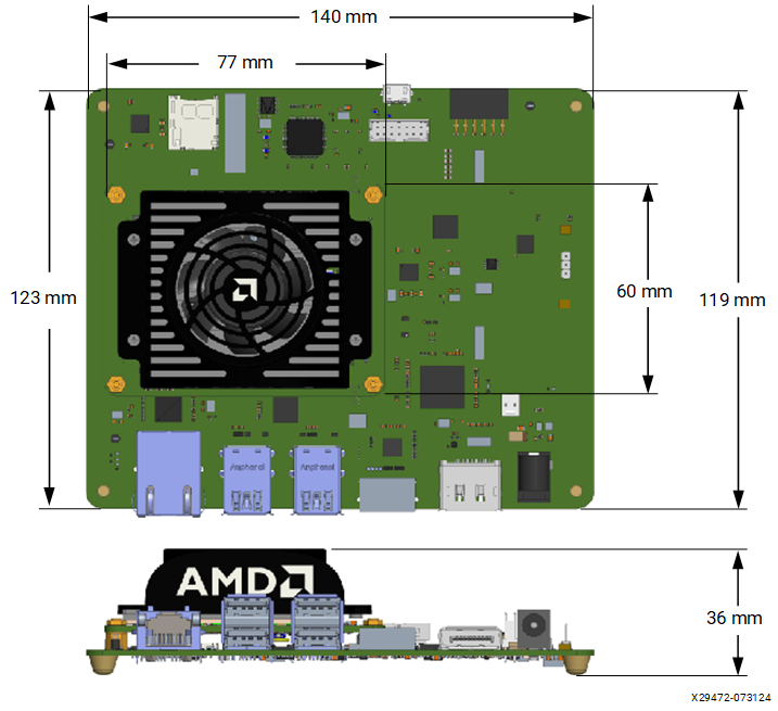 Kria KV260 Vision AI Starter Kit Mechanical Dimensions