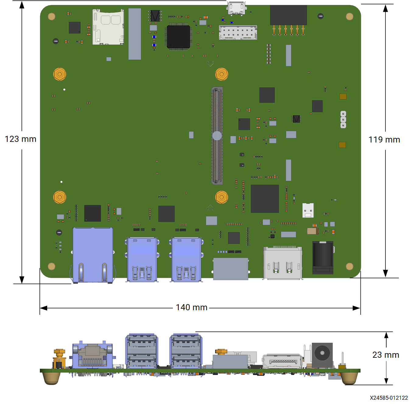 Kria KV260 Vision AI Starter Kit Carrier Card Mechanical Dimensions