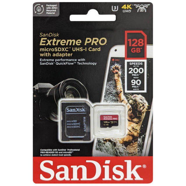 Thẻ nhớ Micro SD SANDISK EXTREME PRO (tốc độ đọc 200MB/s, tốc độ ghi 140MB/s)