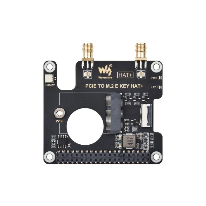 PCIe To M.2 E KEY HAT for Raspberry Pi 5, Compatible With NGFF (M.2 E Key) Wireless NIC, Supports USB Bluetooth Connection, HAT+ Standard, Raspberry Pi 5 PCIe HAT