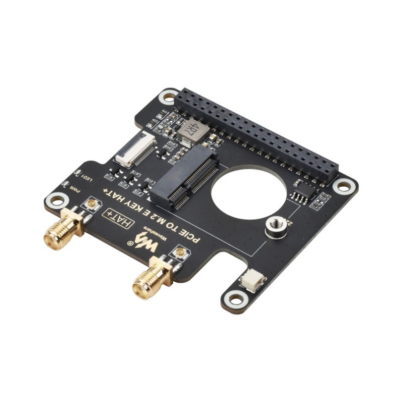 PCIe To M.2 E KEY HAT for Raspberry Pi 5, Compatible With NGFF (M.2 E Key) Wireless NIC, Supports USB Bluetooth Connection, HAT+ Standard, Raspberry Pi 5 PCIe HAT