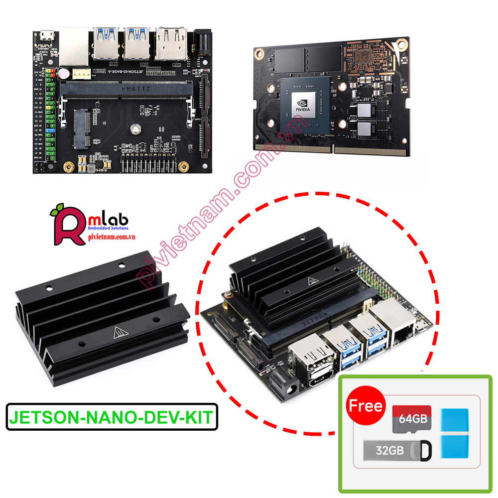 Jetson Nano Dev Kit tích hợp 16GB eMMC phiên bản thay thế cho NVIDIA Jetson Nano B01 Kit