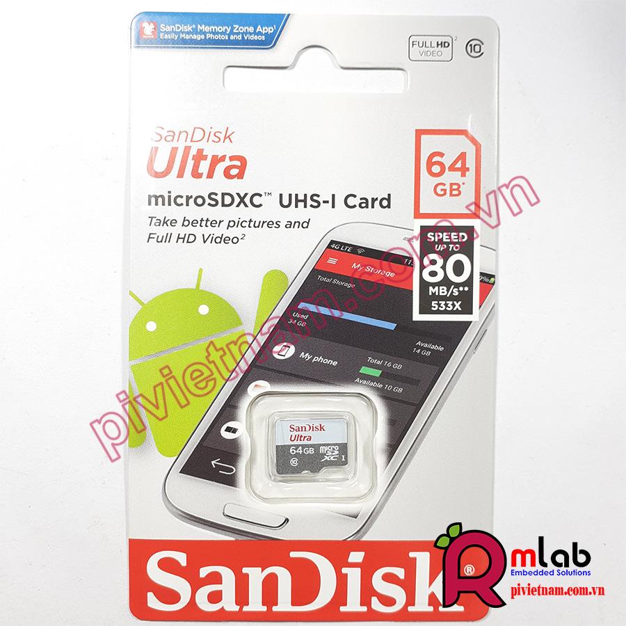 Thẻ nhớ Micro SD class 10 SanDisk Ultra  100MB/s, FULL HD VIDEO (Chọn dung lượng)
