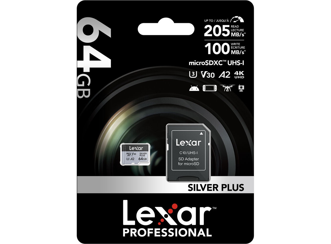 Thẻ nhớ SDXC Lexar Professional Silver Plus UHS-I U3 64GB 205MB/s LSDSIPL064G-BNNNG