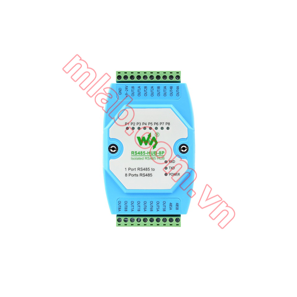 Industrial-grade Isolated 8-ch RS485 Hub, Rail-mount Support, Wide Baud rate Range