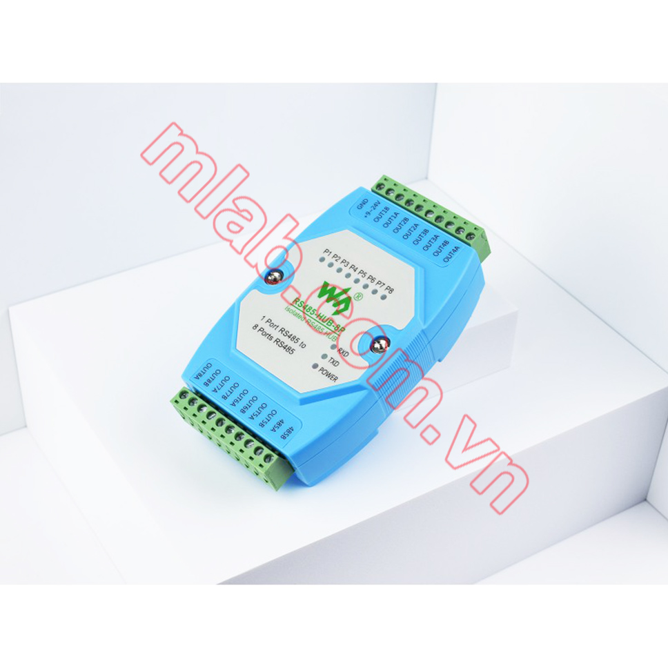 Industrial-grade Isolated 8-ch RS485 Hub, Rail-mount Support, Wide Baud rate Range