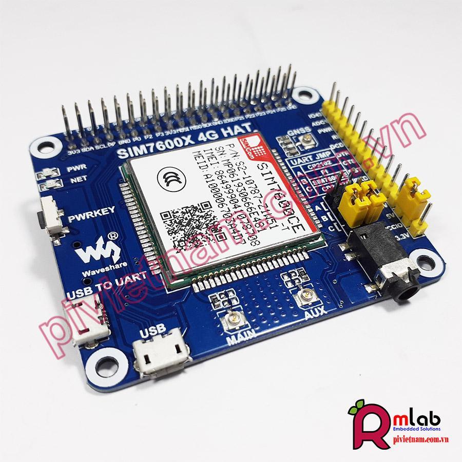 Module SIM 7600CE 4G / 3G / 2G / GSM / GPRS / GNSS HAT dành cho Raspberry Pi, LTE CAT4