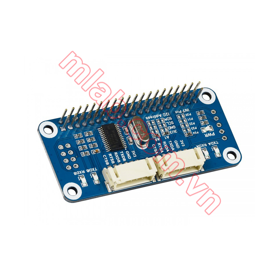Serial Expansion HAT for Raspberry Pi, I2C Interface, 2-ch UART, 8 GPIOs