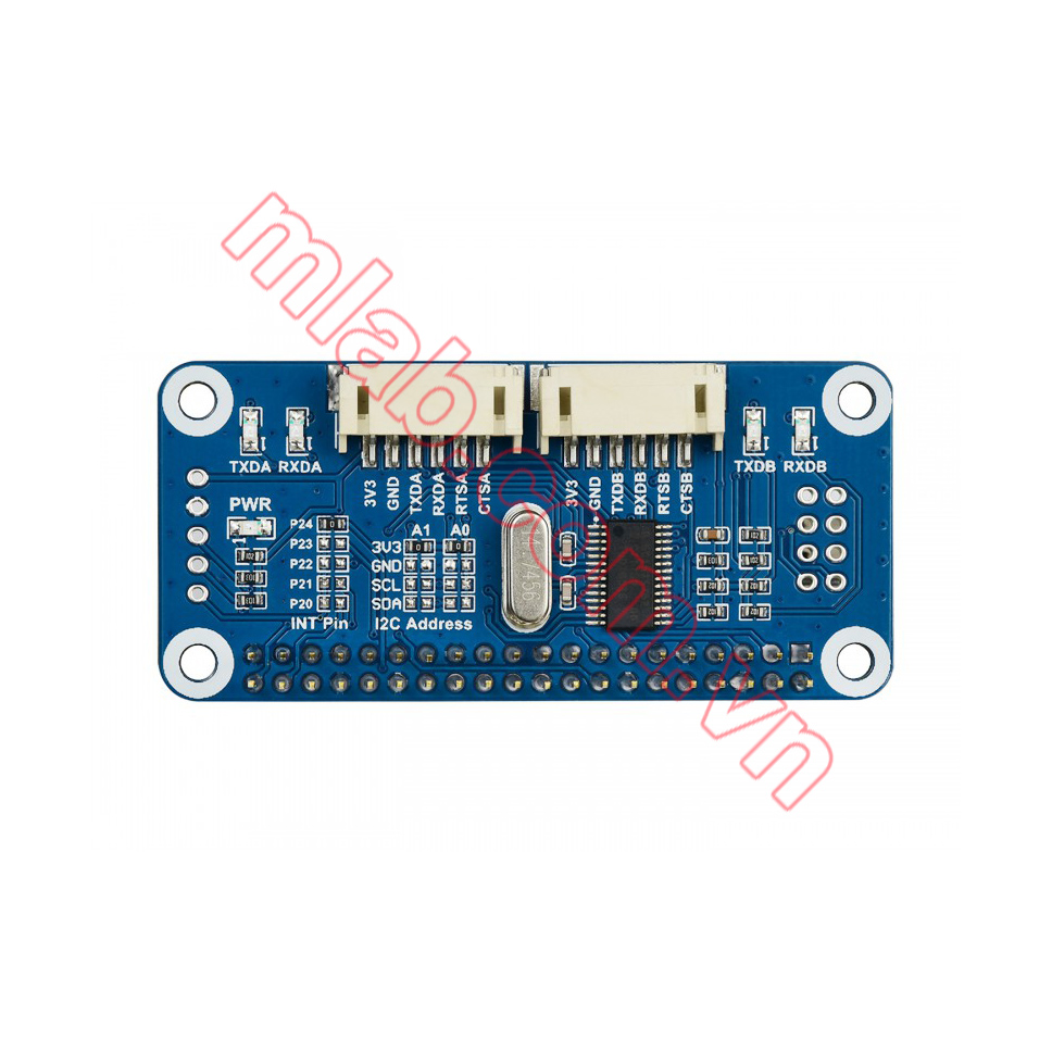 Serial Expansion HAT for Raspberry Pi, I2C Interface, 2-ch UART, 8 GPIOs