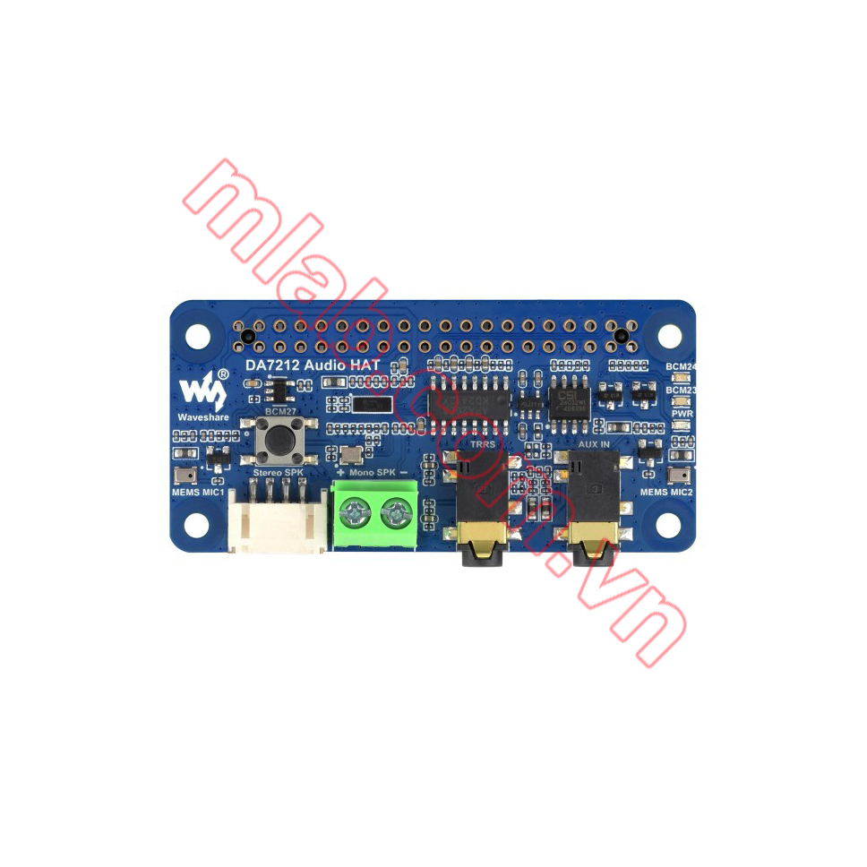 DA7212 I2S Audio Board For Raspberry Pi, Stereo Encoding/Decoding, Onboard Dual Microphones, Compatible With Raspberry Pi Series Boards
