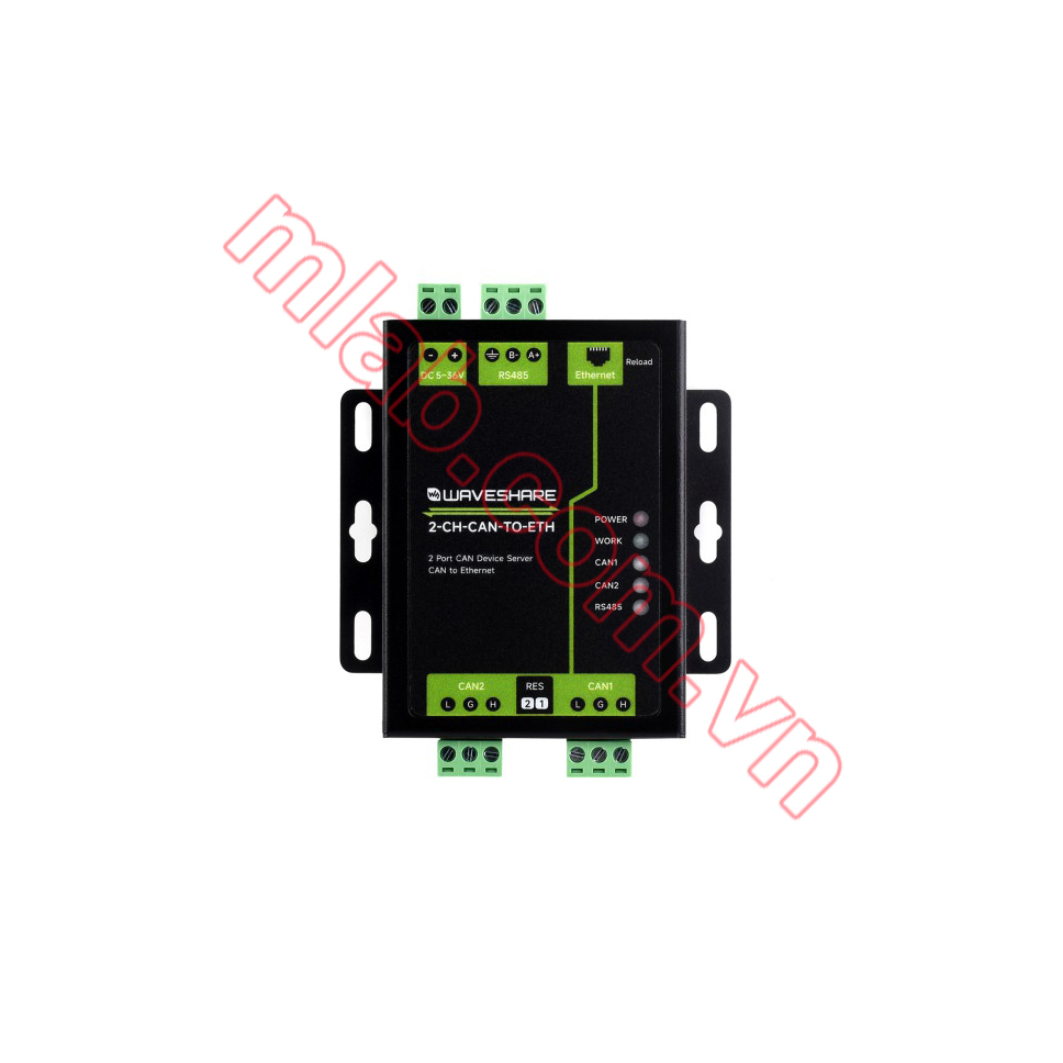 Industrial Grade 2-Ch CAN To Ethernet Server, 2-Ch CAN + RS485 + Ethernet Port, Supports CAN Repeater / CAN To RS485, Dual SOCKET