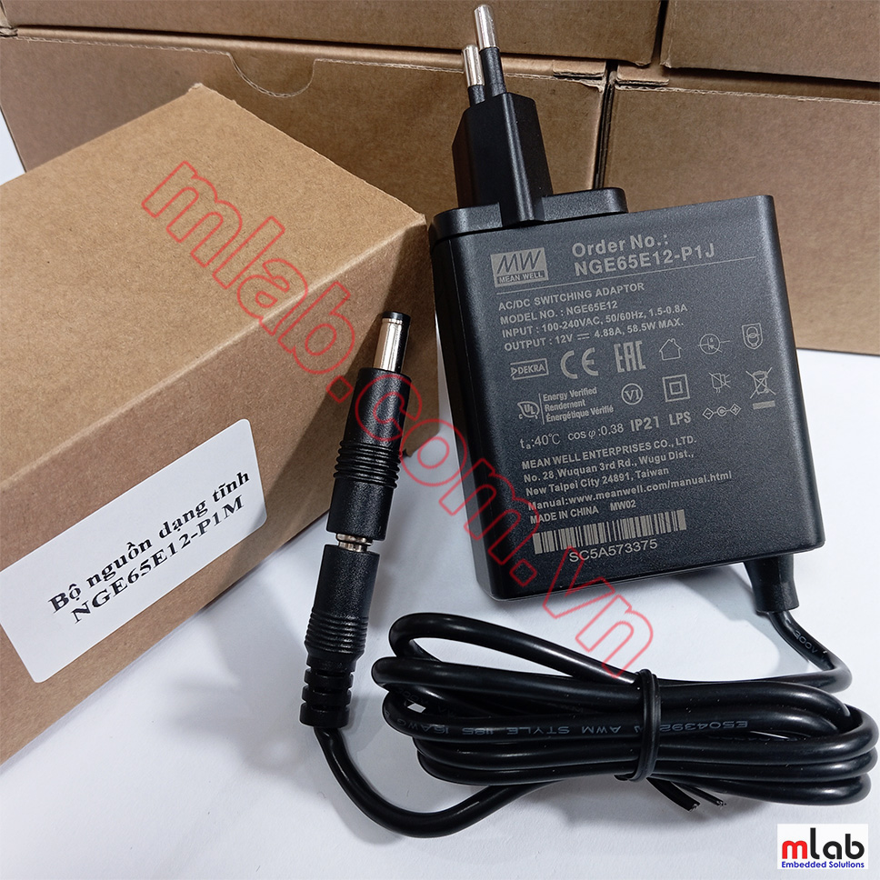 Nguồn MEAN WELL 12V/4.88A, EU Plug, OD 5.5, ID 2.5 (5.5x2.5x11.0) dùng cho Kria KV260 Vision AI Starter Kit