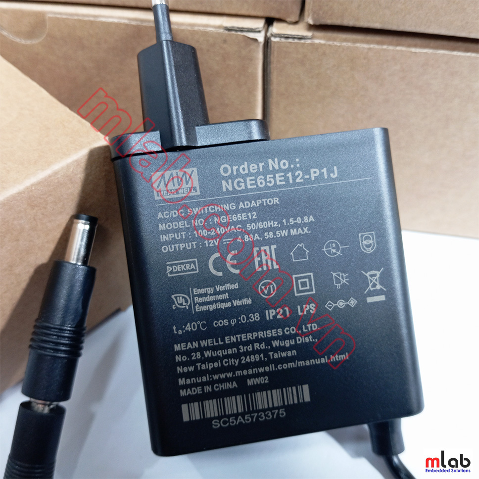 Nguồn MEAN WELL 12V/4.88A, EU Plug, OD 5.5, ID 2.5 (5.5x2.5x11.0) dùng cho Kria KV260 Vision AI Starter Kit