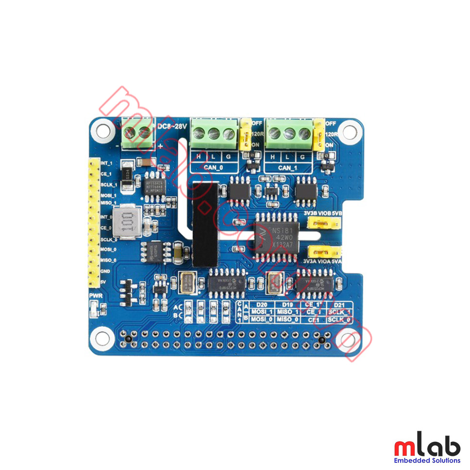 2-Channel Isolated CAN FD Expansion HAT for Raspberry Pi, Multi Protections