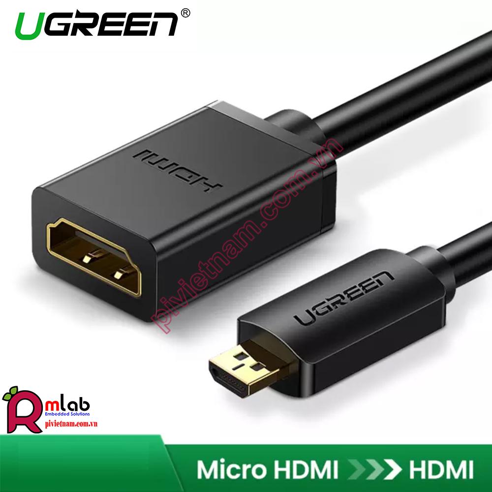 Cable chuyển đổi microHDMI male sang HDMI female dài 20cm chính hãng của Ugreen