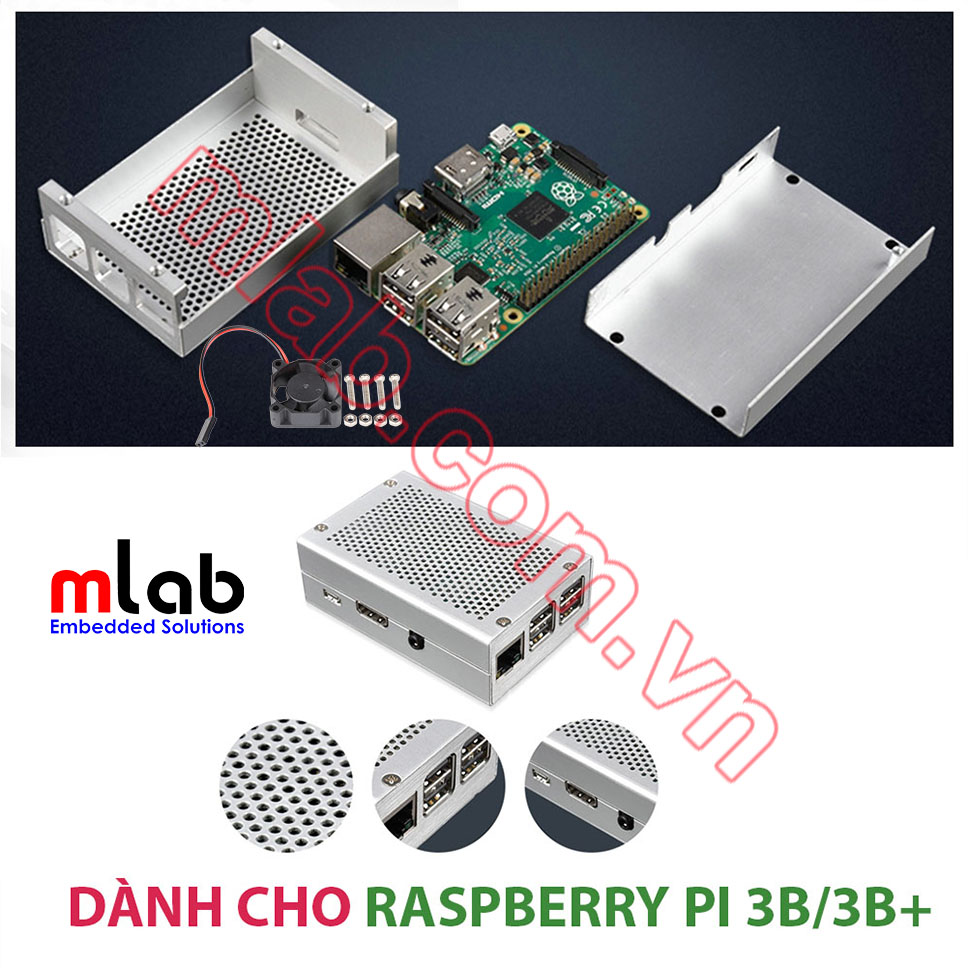 Vỏ hộp nhôm có quạt tản nhiệt dành cho Raspberry Pi 3B/3B+ (SP22)