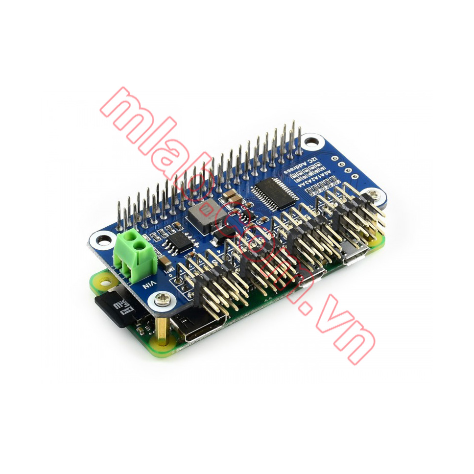 Servo Driver HAT (B) for Raspberry Pi, 16-Channel, 12-bit, I2C