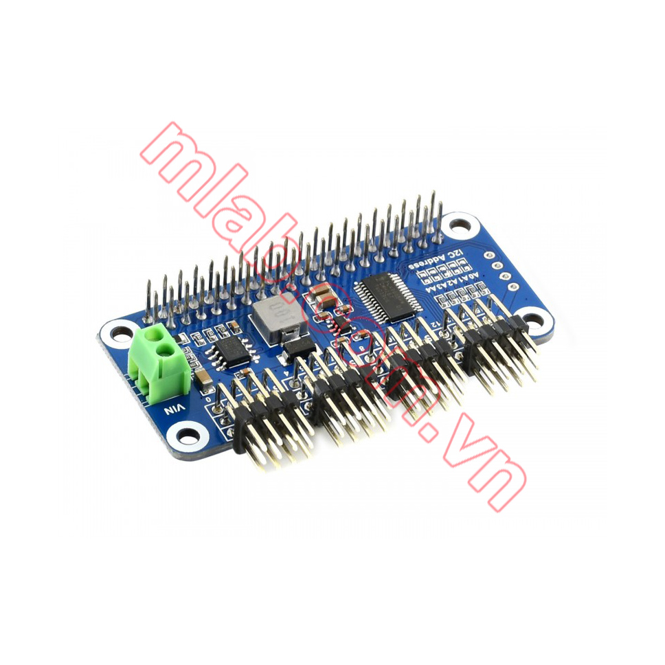 Servo Driver HAT (B) for Raspberry Pi, 16-Channel, 12-bit, I2C