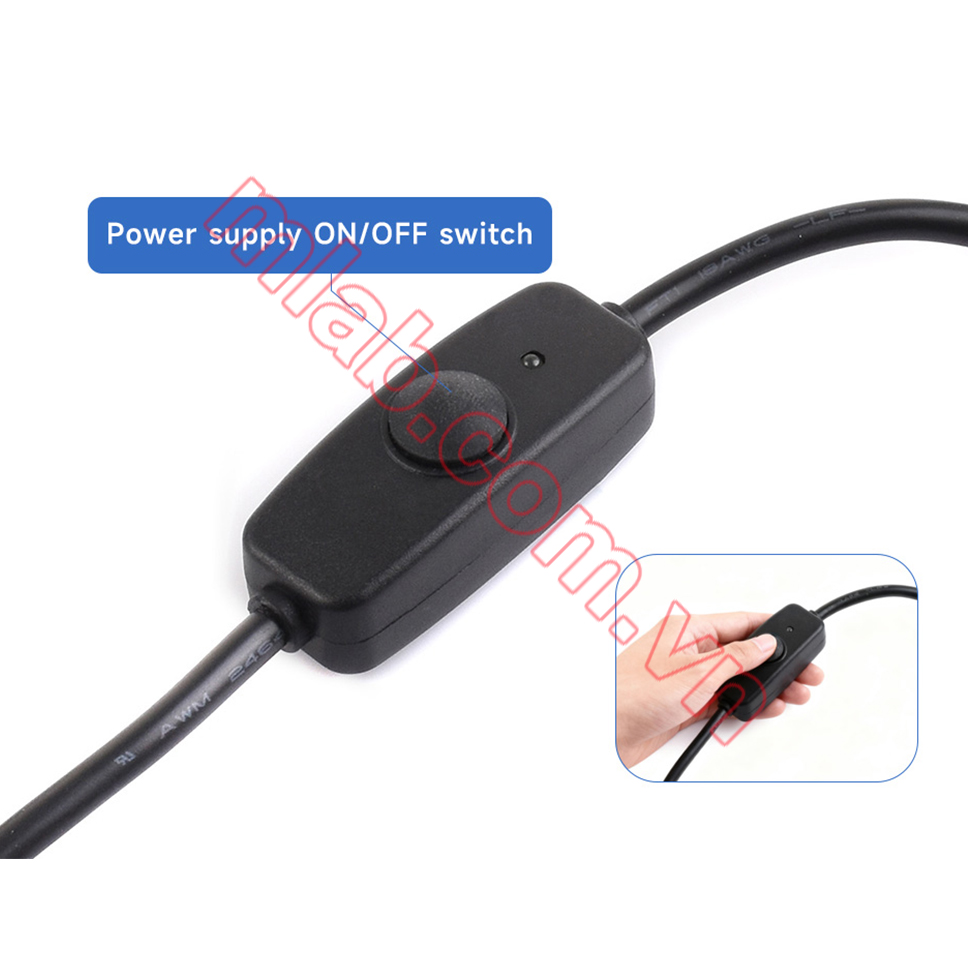 Nguồn 27W USB Type-C có công tắc nguồn dành cho Raspberry Pi 5