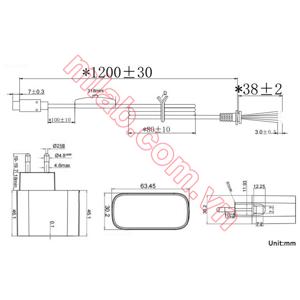 Nguồn 27W USB Type-C có công tắc nguồn dành cho Raspberry Pi 5