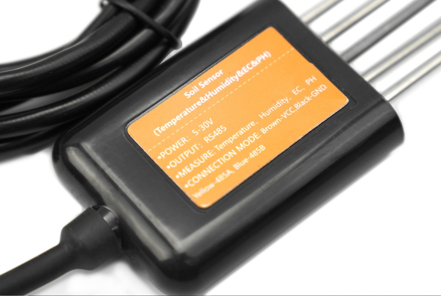 Cảm biến 4-in-1 đo Độ ẩm, Nhiệt độ, độ pH và độ dẫn điện EC của đất dùng trong Smart Agriculture, MODBUS-RTU RS485, IP68, 5-30V