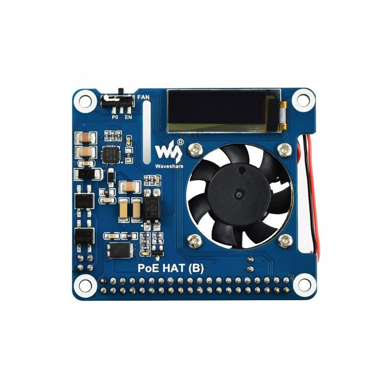 Power over Ethernet HAT (B) for Raspberry Pi 3B+/4B and 802.3af PoE network