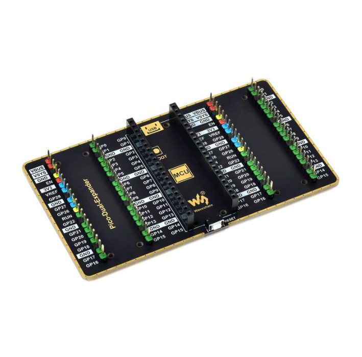 Dual GPIO Expander for Raspberry Pi Pico, Two Sets of Male Headers