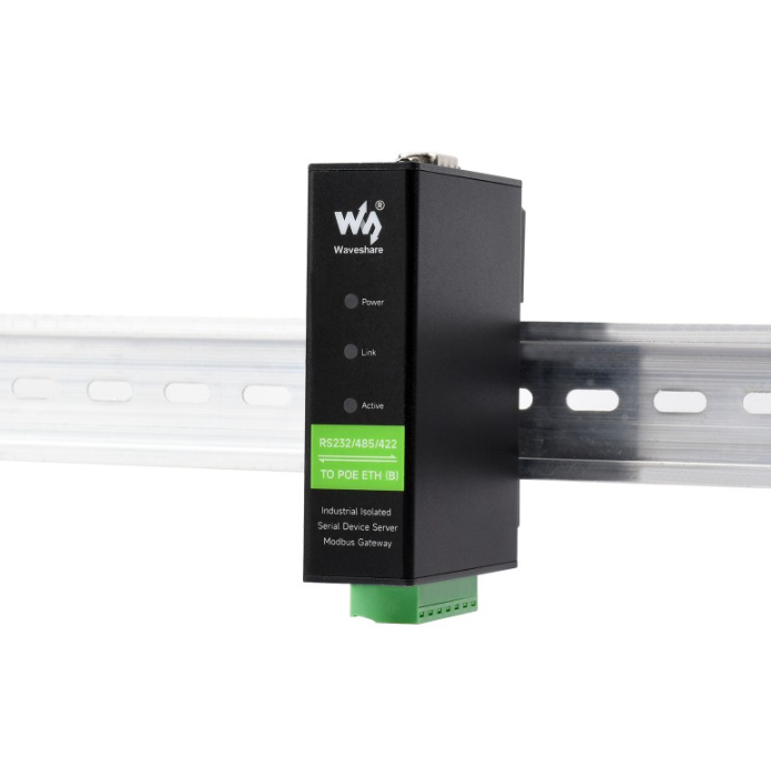Rail-Mount Serial Server, RS232/485/422 to RJ45 Ethernet Module, TCP/IP to serial, POE Function Optional