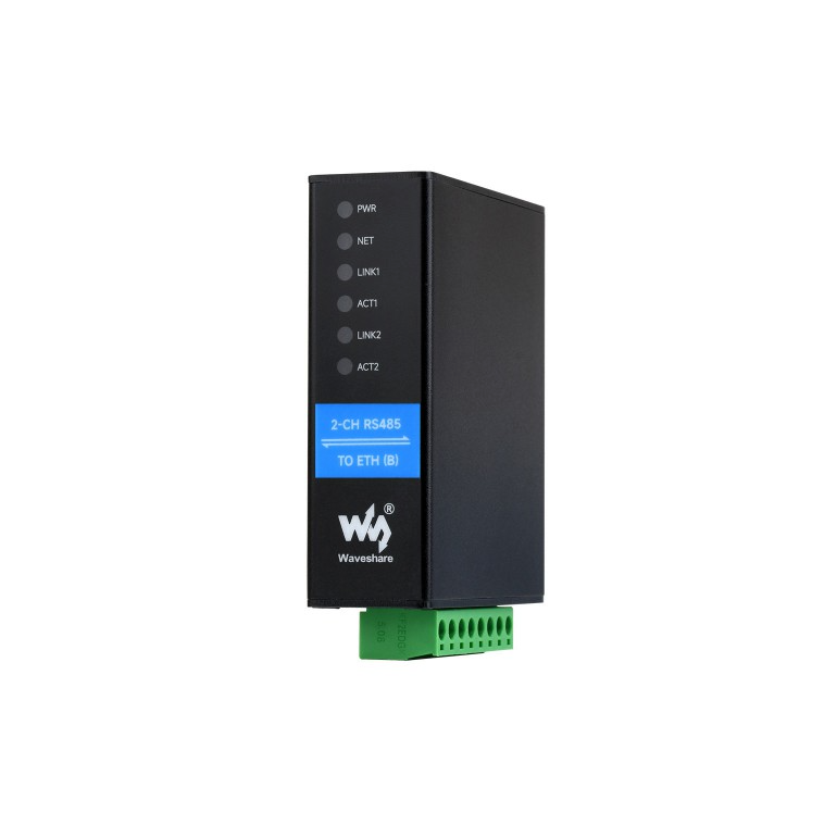 2-Ch RS485 to RJ45 Ethernet Serial Server, Dual channels RS485 independent operation, Dual Ethernet Ports