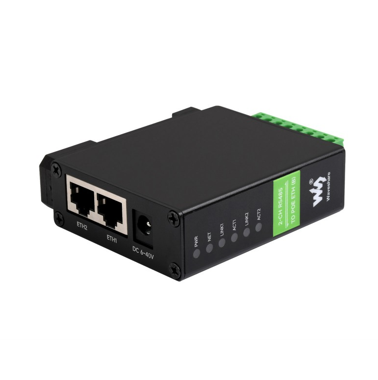 2-Ch RS485 to RJ45 Ethernet Serial Server, Dual channels RS485 independent operation, Dual Ethernet Ports