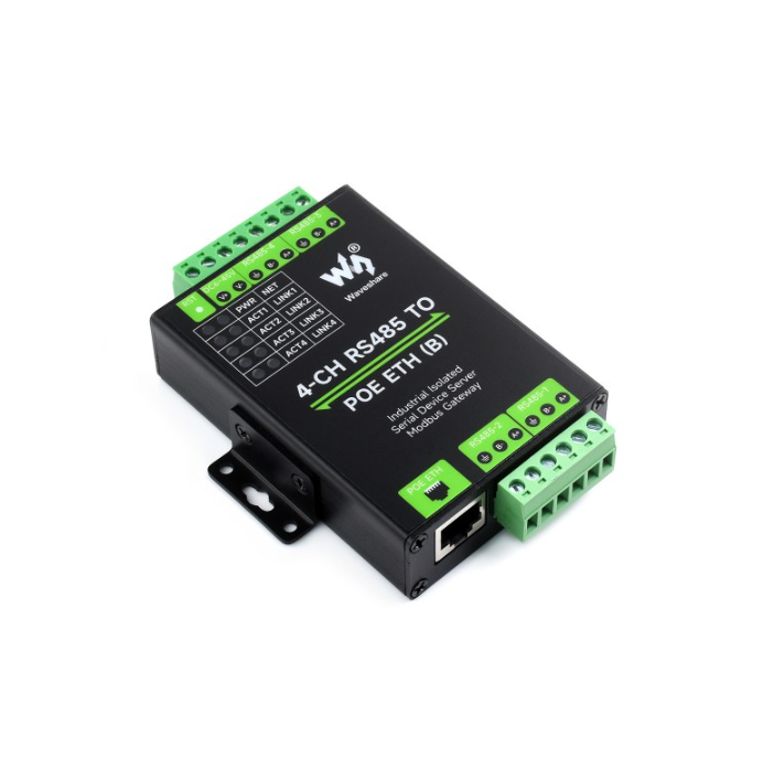 4-Ch RS485 to RJ45 Ethernet Serial Server, 4 Channels RS485 Independent Operation, Rail-mount Industrial Isolated Serial Module