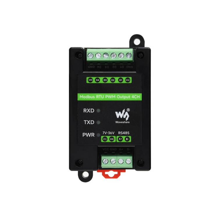 Industrial 4-Ch PWM Output Module, Modbus RTU Protocol, Isolated RS485 Interface, Adjustable Frequency and Duty Cycle, With Various Isolation And Protection Circuits
