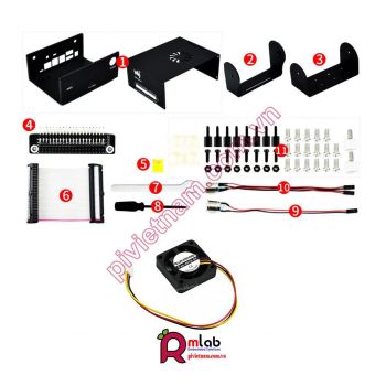 Vỏ hộp Metal dành cho NVIDIA Jetson Nano và Jetson Xavier NX phiên bản nâng cấp tích hợp nút nguồn, quạt và đế camera đôi