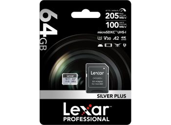 Thẻ nhớ SDXC Lexar Professional Silver Plus UHS-I U3 64GB 205MB/s LSDSIPL064G-BNNNG
