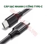 Cáp sạc và truyền dữ liệu USB type-C 2 đầu dương dài 0,5m chính hãng Ugreen 50996