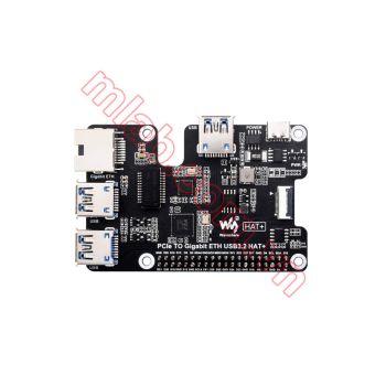 PCIe To Gigabit Ethernet And USB 3.2 Gen1 HAT For Raspberry Pi 5, 3x USB 3.2 Gen1, 1x Gigabit Ethernet, Driver-Free, Plug And Play, Raspberry Pi 5 PCIe HAT