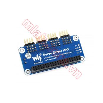 Servo Driver HAT (B) for Raspberry Pi, 16-Channel, 12-bit, I2C