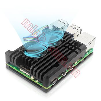 Vỏ hộp kim loại có quạt tản nhiệt đôi SP54 dành cho Raspberry Pi 5
