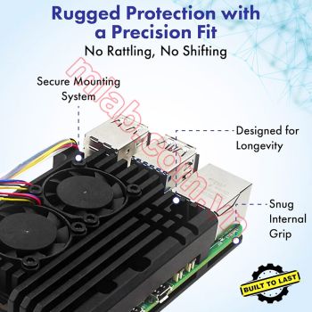Vỏ hộp kim loại có quạt tản nhiệt đôi SP54 dành cho Raspberry Pi 5