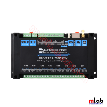 Bộ IO Công nghiệp 8-ch ESP32-S3 WiFi, RS485, 8 DI + 8 DO Relay, Ethernet Port, Modbus Support